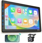 Double Din Car Stereo - 10" Touchscreen Car Stereo with Bluetooth, Backup Camera, Car Audio, Car Radio - Compatible with Wireless CarPlay & Android Auto, Mirror Link