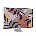 kwmobile Dust Cover for 27-28" Monitor - Linen Monitor Protector with Design - Leaves and Pattern Black/Brown/White