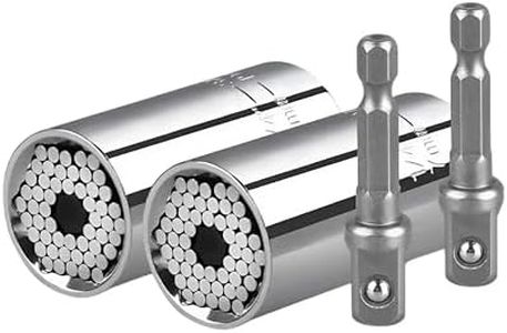 Ezonedeal Universal Socket Wrench Set Magic Spanner Grip Power (7-19mm) Multi-Function Ratchet Universal Wrench Power Drill Adapter set (2PCS)