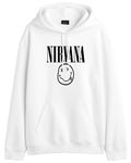 THE DUFFERS | Nirvana Hoodie for Men's & Women's Cotton Hooded Hoodies Sweatshirt Unisex White