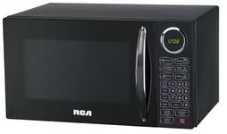 RCA Countertop Kitchen Microwave Oven, Black, 0.9 Cubic Foot (900 Watts), 15.5"D x 19"W x 10.85"H