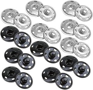 JOSDIOX Large Snaps for Sewing Big Sew on Snap Large Buttons 12 Sets Big Metal Snap Fastener Buttons Press Button for Sewing Clothing Silvery and Black (Large Size 0.98IN /25mm)