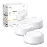 TP-Link Deco BE3600(3-pack) Mesh WiFi 7 System, Dual-Band AI Roaming Router, MLO, 4K-QAM, HomeShield, Whole Home Coverage, 150+ Devices Connection, Extender Booster, VPN, Google Home/Alexa