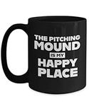 Softball Pitcher Mug Pitching Mound Is My Happy Place Coffee Cup Funny Gift for Starting Pitcher Girls Softball Team Player