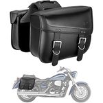 KEMIMOTO Motorcycle Saddlebags, 30L Large Capacity Saddle Bags Motorcycles, PU Leather Motorcycle Luggage Bag for Sportster Softail Dyna V-star Shadow, Universal Motorcycle Accessories, Black