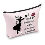 Princess Belle Cosmetic Bag Beauty Inspired Gifts I Want Adventure in The Great Wide Somewhere Makeup Zipper Pouch Travel Gifts for Fans (Pink)