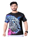 UD FABRIC Vintage Animal T Shirt for Men 3D Fierce Leopard Print Tees Summer Short Sleeve Holiday T-Shirts Loose Clothing O-Neck Pullover