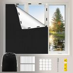 Blackout Blind Curtain 350x145 cm 100% Blackout Blinds for Window, Portable Blackout Shades Film with Hook & Loop Tabs Fits Any Window Size for Bedroom Nursery Loft Travel RV Car, No Drill