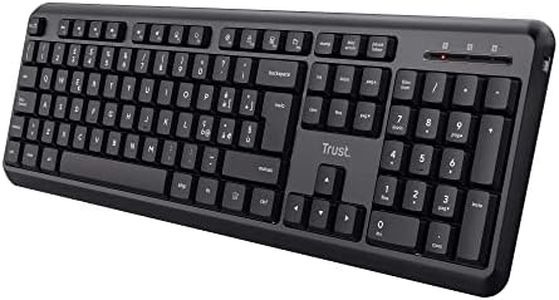 Trust Ody Tastiera Wireless Silenziosa, Layout Italiano QWERTY, Resistente ai Liquidi, Ricevitore USB, 13 Tasti Funzione, Tastiera PC Senza Fili, Keyboard per Laptop, Mac, Notebook, Windows - Nero