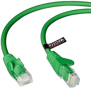 rhinocables CAT5e High-Speed Ethernet Patch Network Cable for LAN — Snagless Cable with RJ45 Connector Lead — Ideal for Internet, Router, Modem, Smart TV, PC & Laptop (Green, 15m)