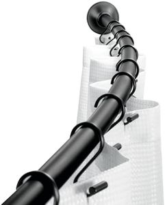 iDesign Curved Metal Shower Curtain Rod, Adjustable Customizable Curtain Rod for Bathtub, Stall, Closet, Doorway, 41-72 Inches, Matte Black