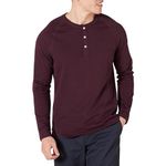 Amazon Essentials Men's Slim-Fit Long-Sleeve Henley Shirt, Burgundy, Small