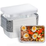 Aluminum Pans Disposable Food Containers with Lids - 30 Containers and 30 Lids - 1.6 LB Heavy Duty Tin Foil Pans for Cooking, Baking, Meal Prep, Takeout - 8.3"×5.5"×2" (30 Pack)