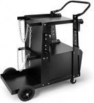 2-Tier Welding Cart Heavy Duty with Lockable Cabinet, Gas Cylinder Holder & 360° Swivel Wheels – Mobile MIG TIG ARC Plasma Welder, Durable Steel, 265LBS Capacity (2-Tier Cabinet)