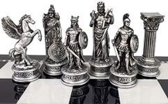 Greek Mythology Olympus Gods Zeus vs Poseidon Set of Chess Men Pieces Bronze and Pewter Color - NO Board