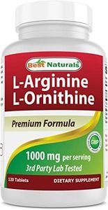 Best Naturals L-Arginine L-Ornithine - 1000mg per Serving - 120 Tablets - Non-GMO & Gluten Free