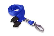 EasyBadge 100 Pack Navy Blue lanyards for ID Cards with Safety Breakaways and Metal Lobster Clips