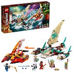 LEGO 71748 NINJAGO Catamaran Sea Battle Building Set with 4 Boat Toys and Kai, Jay and Zane Minifigures