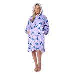 Humming Bird Oversized Hoodie Women, Lilac Sherpa Wearable Blanket Women's Hoodies With Front Pocket, Snuddies Women Adults Presents for Women