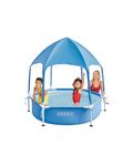 INTEX 28209EP 6ft x 15in Canopy Metal Frame Above Ground Kiddie Baby Swimming Pool with Built-in Canopy Sprayer, Puncture-Resistant Material, Easy to Assemble, 185 Gallon Capacity