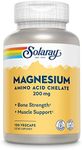 Solaray Magnesium Amino Acid Chelate 200 mg, Chelated Magnesium Supplement for Bone Health, Heart Health and Muscle Function Support, Vegan, 60-Day Money Back Guarantee, 100 Servings, 100 VegCaps