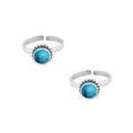 Peenzone 925 CZ Silver Turquoise Toe Rings (Leg Finger Rings) In Pure 92.5 Sterling Silver For Women | Toe Rings for Women and Girls | Chandi Bichiya