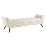 Modway Response Upholstered Fabric Bench, Loveseat, Beige