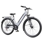 QNUT Electric Bike for Adults & Teens - 350W 26" Victor Ebike - 21-Speed, 20Mph Up to 40Miles with Dual Disc Brakes, Adjustable Handlebars, Commuter E-MTB for Men Women | UL 2849 Certified (Pale Gray)