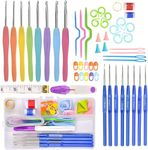 GEMSY Crochet hook Set, Crochet Kit of 52 Pcs for Beginners, Knitting Needles Kit Organizer for Sewing Craft Weaving Sweater, Woolen Cloth, Yarn, Thread, DIY