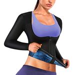 Sauna Suit Shirt for Women Weight Loss Sweat Jacket Long Sleeve Sweat Vest Fitness Shaper Zipper Workout Top