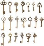 SL crafts Mixed Set of 20 Skeleton Keys Antiqued Brass Bronze Charms Pendants Wedding favor 38mm-68mm