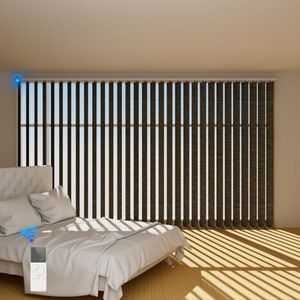 Blindify Motorized Vertical Blinds, Blackout Sliding Door Shades Vertical Shades Remote Control Customize, Light Coffee