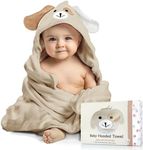 FOREVERPURE Baby Hooded Towel, Soft & Absorbent Viscose Derived from Bamboo, Extra Large 35 x 35 Inches, Bath Towel for Newborns, Infants & Toddlers, Beige