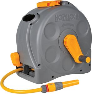 Hozelock 2-in-1 Compact Enclosed Hose Reel with 25m Hose & Connectors