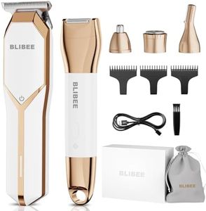 BLIBEE Bikini Trimmer & Hair Clippers for Women - Waterproof Electric Razor and 4 in 1 Bikini Shaver Set, Deluxe Hair Trimmer, Wet/Dry Body Shaver for Nose Eyebrows Beard Pubic Hair, White