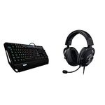 Logitech G910 Orion Spectrum Illuminated Mechanical Gaming Keyboard, Black & PRO X Gaming-Headset, Over-Ear Headphones with Blue VO!CE Mic, DTS Headphone:X 7.1, 50mm PRO-G Drivers, Black