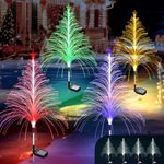 4 Packs Christmas Tree Solar Garden Light with Multi-Colored Change, Auto ON/Off Garden Solar Light, Solar Light for Garden, Porch, Christmas and Festival Decoration (Height: 35.8 Inch)