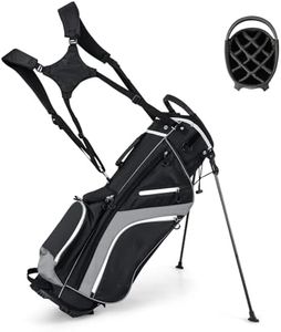 COSTWAY Golfbag, Golftasche mit 14-facher Unterteilung & 6 Taschen, Golf Stand Bag mit Standfüßen & Regenhaube, leichte Pencil Bag tragbar für Männer & Frauen(Grau)