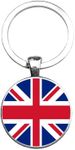 Art Attack British Flag United Kingdom England Britain Keychain Key Ring, Silver, Small