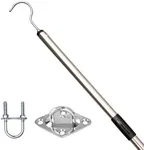 Bytcew Attic Pull Down Hook System Kit, Heavy Duty Ladder Door Stairs Puller Rod Pole Replacement for Ropes Cord String with 2 Handles
