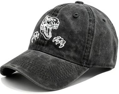 Waldeal Cute Boys' Dinosaur Hat, Adjustable Embroidered Washed Dad Hat Kids Ballcap-Black 4