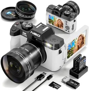 5K Digital Cameras for Photography 64MP - 16X Zoom, WiFi, with 64GB TF Card, Macro Lens & Wide-Angle, Autofocus & Anti-Shake, Vlogging Camera for YouTube Travel(White)