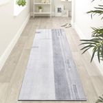 Calore Runner Rug 2'x 8' for Hallways Area Rug Indoor Non Slip Carpet Abstract Soft Distressed Geometric for Laundry Room Doorway Bedroom (Grey/Light Blue)