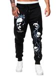 SOLY HUX Men's Graphic Skull Print Sweatpants Drawstring High Waisted Joggers Pants with Pocket, Black Print, X-Large