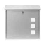 Burg-Wachter MB08S Aire Wall Mounted Galvanised Steel Lockable Weatherproof Post Box - Silver - 37x36x11cm