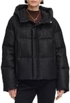 GOELIA 18MM Gambiered Canton Gauze Hooded Unisex Goose Down Jacket for Women Women's Xiang Yun Silk Winter Zip-Up Hooded Puffer Jacket Coat Women's Quilted Casual Baggy Long Sleeve Jackets Outerwear