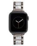 Anne Klein Fashion Resin Bracelet for Apple Watch, Secure, Adjustable, Apple Watch Replacement Band, Fits Most Wrists (38/40/41mm, White and Gunmetal Gray), White, 38/40/41mm