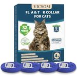 VICSOM 4 Pack Cat Collar, Waterproof & Adjustable Cat Collar for All Breeds(Blue)