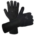 Oven Mitts,Heat Resistant BBQ Gloves,Silicone Non-Slip Grill Gloves,1472℉ Extreme Heat Resistant,Fireproof Gloves for BBQ,Cooking,Baking,Grilling,Welding (Black)