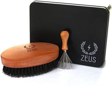 Zeus Military-Style 100% Boar Bristle Large Oval Brush Set in Tin - Made in Germany (First-Cut Bristles (Firm))